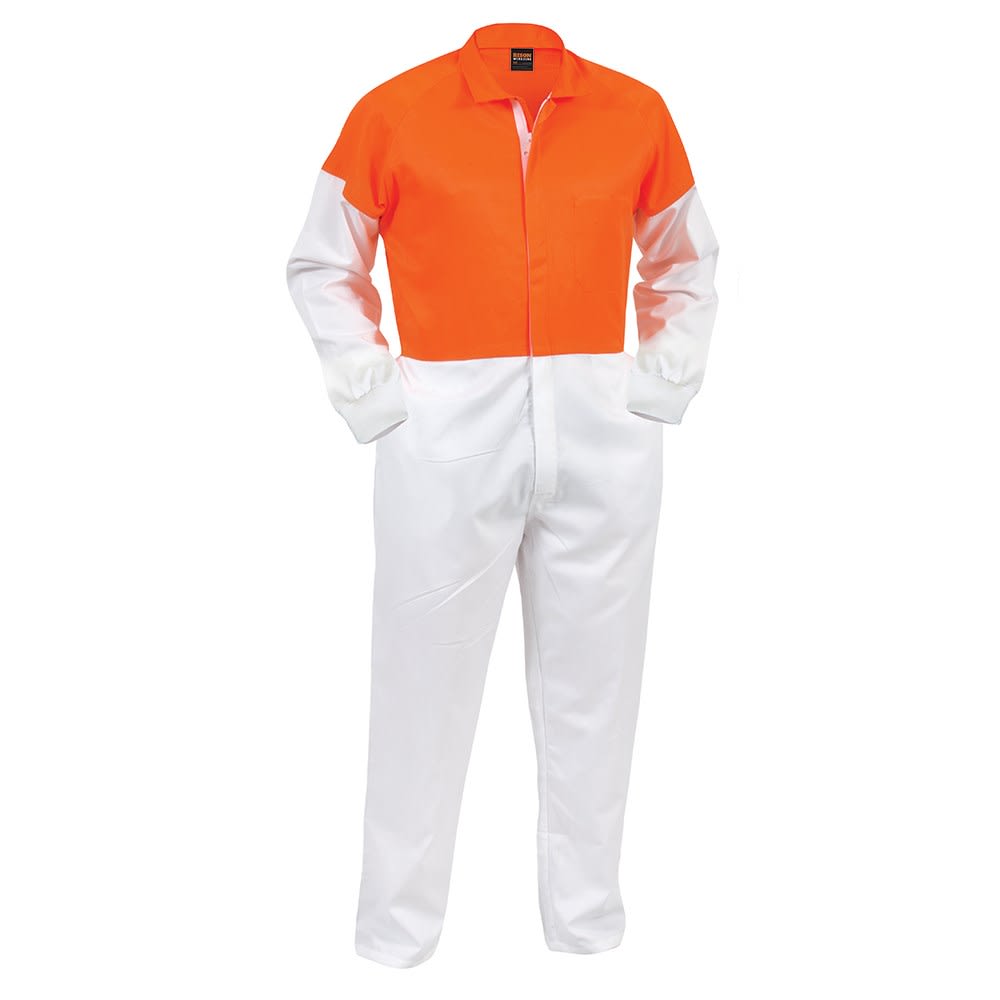 Bison, Hi Vis Lightweight Zip Overall, 430013WO - White/Orange - 122
