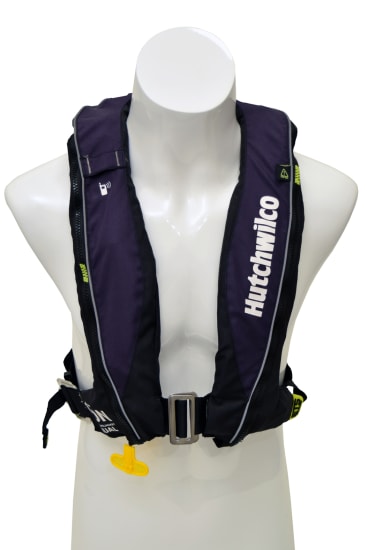 Manual inflatable life jacket with advanced roll over system, high buoyancy, stainless buckle, and adjustable fit for safety and comfort.