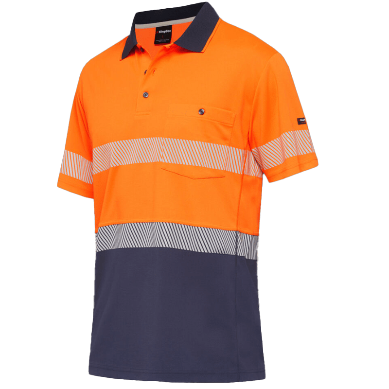 KingGee, Hi Vis Hyperfreeze Polo, K54215 - Orange/Navy - 2XL