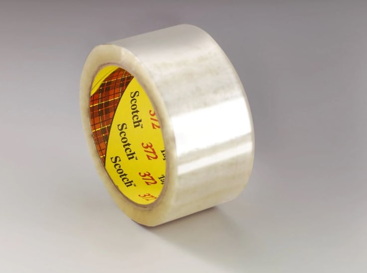 Clear Scotch Box Sealing Tape 372, 48mm x 75m, durable and moisture-resistant for secure packaging and shipping.