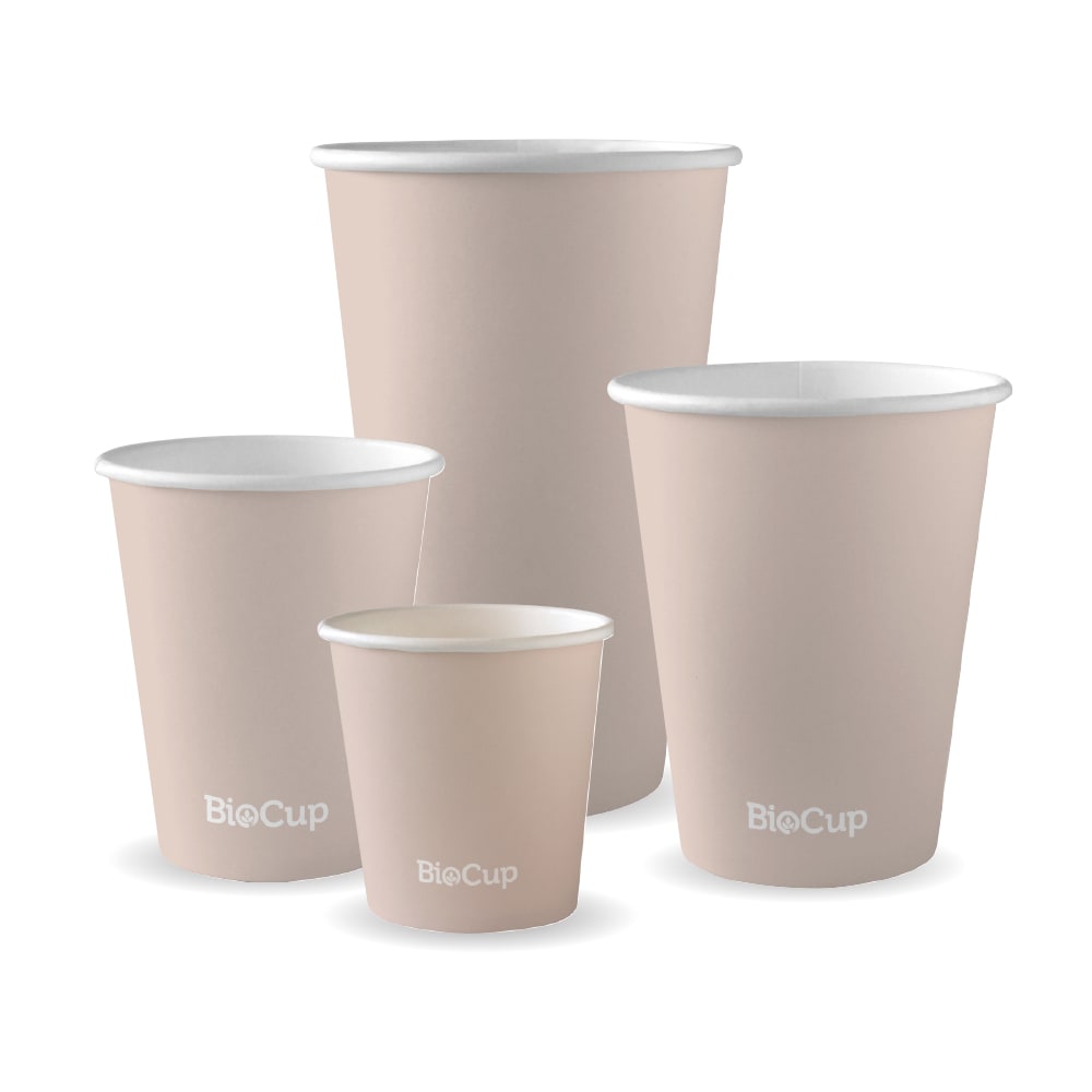 BioPak 80mm Stone Aqueous Single Wall Hot BioCup 8oz/280ml 50 (Pack)