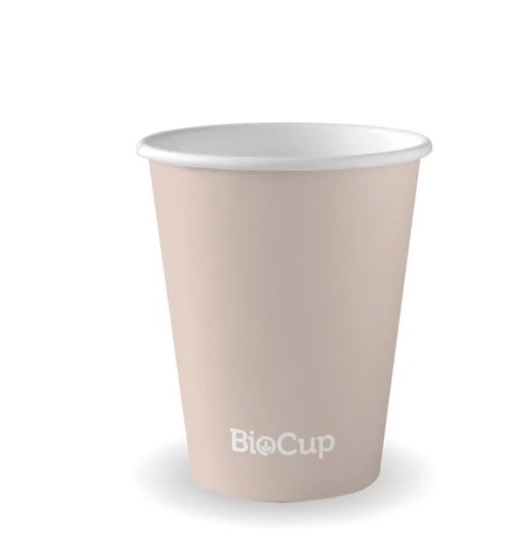 BioPak 80mm Stone Aqueous Single Wall Hot BioCup 8oz/280ml 50 (Pack)