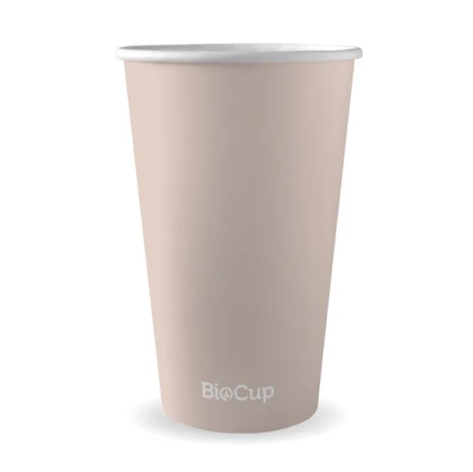 BioPak 90mm Stone Aqueous Single Wall Hot BioCup 16oz/510ml 50 (Pack)