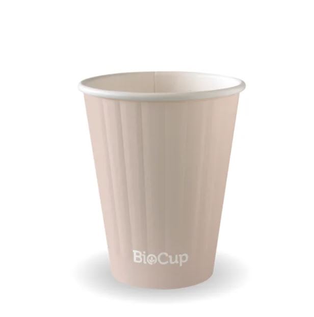 BioPak 80mm Stone Aqueous Double Wall Hot BioCup 8oz/295ml 50 (Pack)