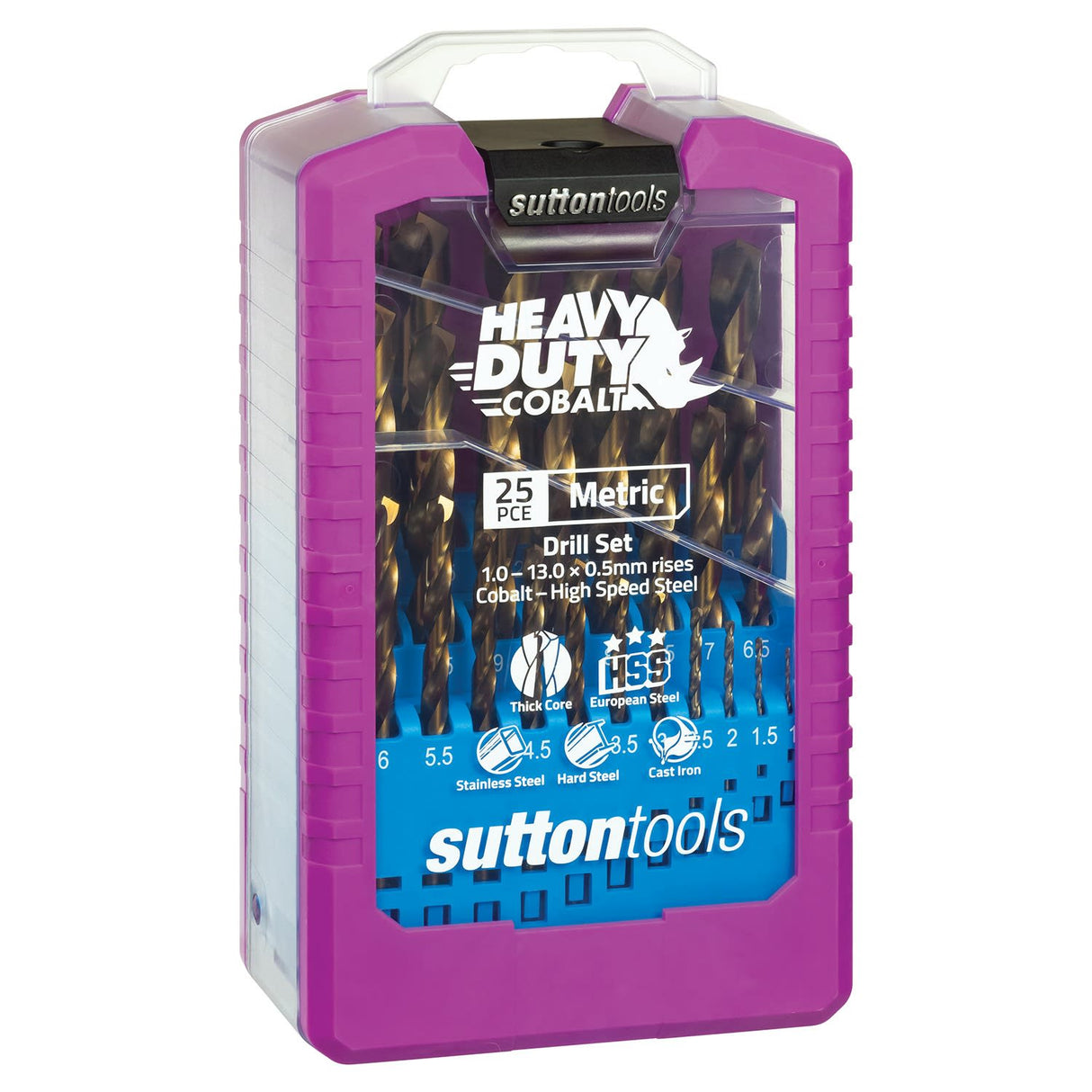 Sutton Cobalt Heavy Duty HSS Jobber Drill Set 1.0mm - 13.0mm x 0.5mm 25 Piece