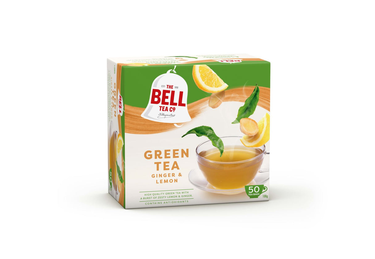 Bell Green Tea Ginger & Lemon Tagless Tea Bags 50 Tea Bags (Box)