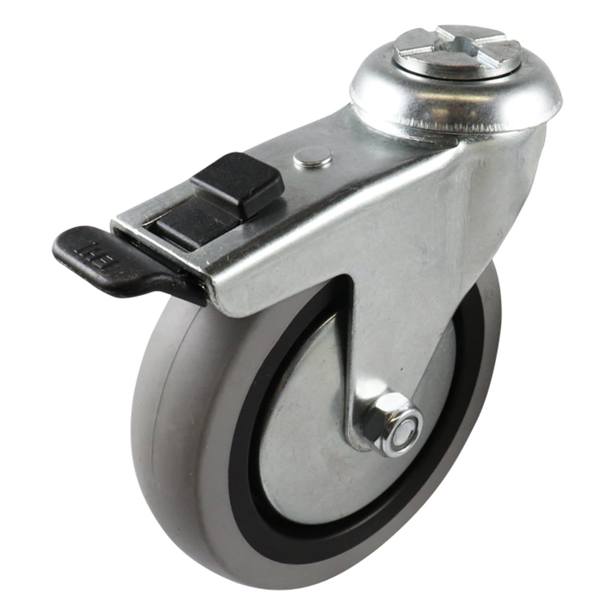 Easyroll 100mm Swivel Brake Bolt Hole G1 Castor Grey Rubber 55kg (Each)