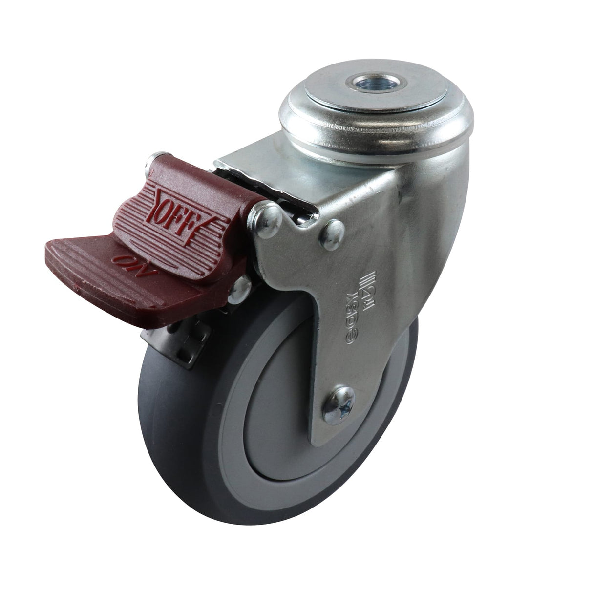 Easyroll 100mm Swivel Brake Bolt Holder G6 Castor Grey Rubber 120kg (Each)
