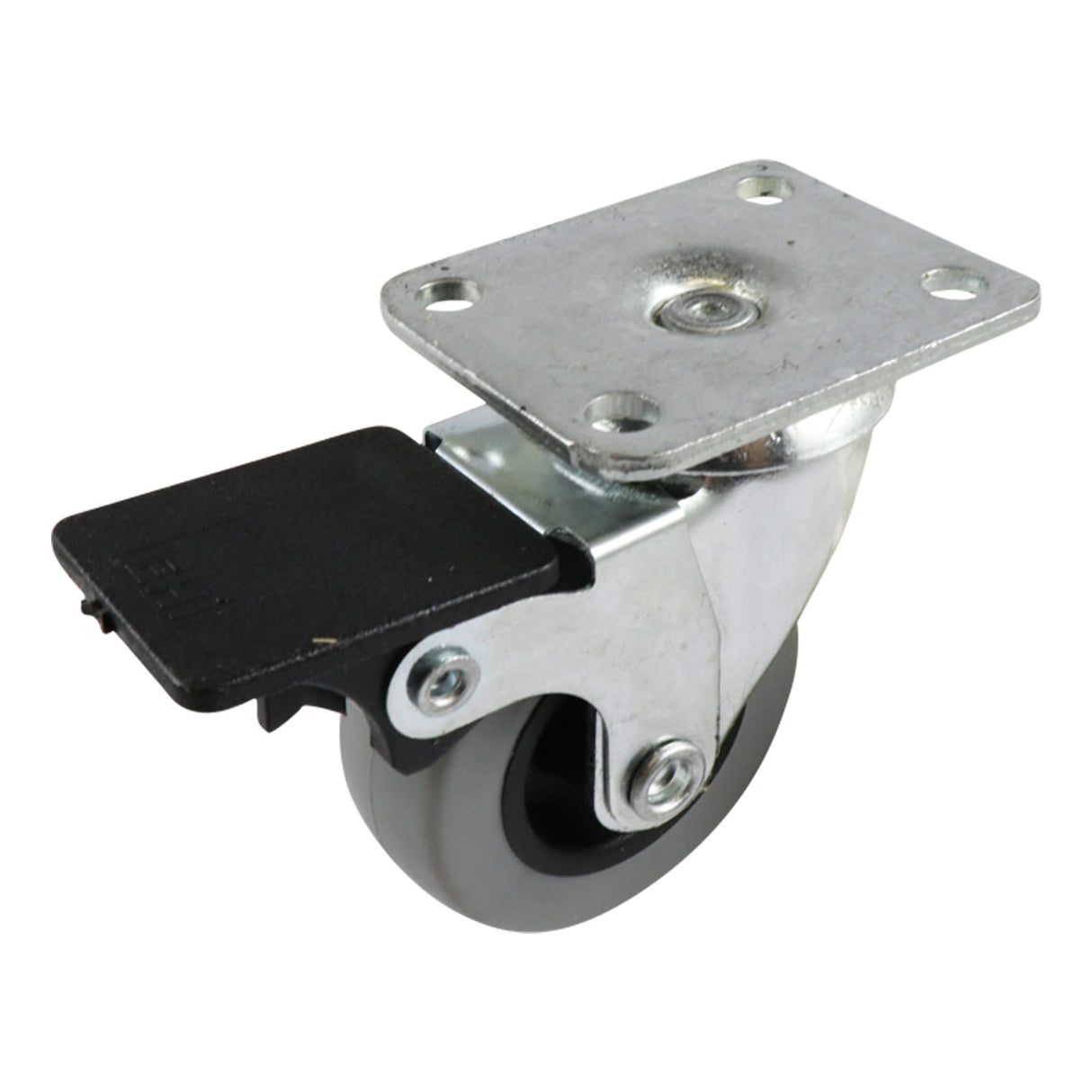 Easyroll 50mm Swivel Brake Plate Mount G1 Castor Grey Rubber 40kg (Each)