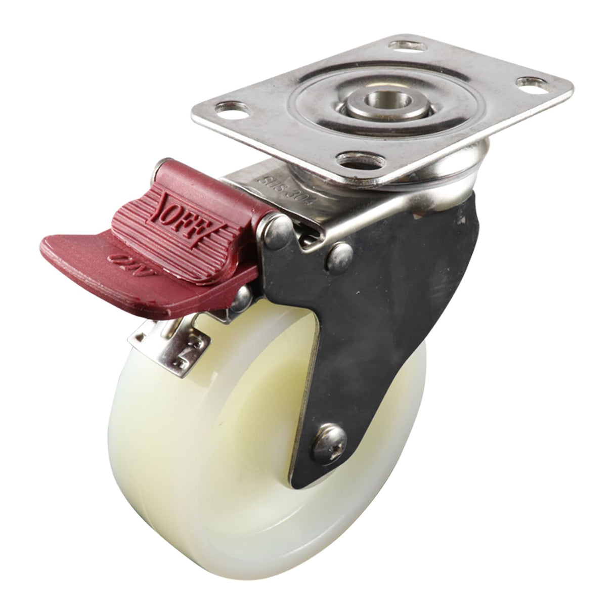 Easyroll 100mm Swivel Brake Plate Mount G7 Castor Nylon 100kg (Each)