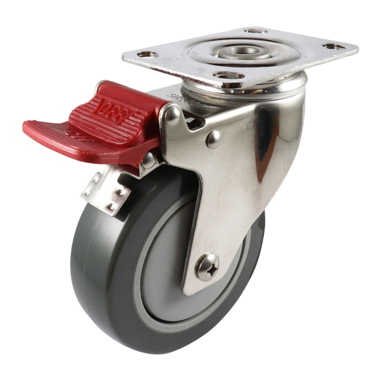 Easyroll 100mm Swivel Brake Plate Mount G7 Castor Urethane 100kg (Each)
