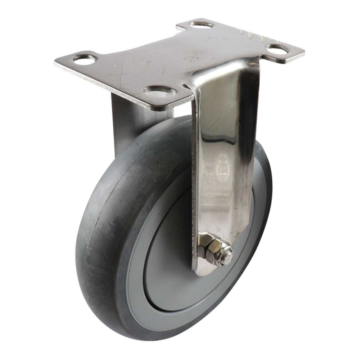 Easyroll 125mm Fixed Plate Mount G7 Castor Grey Rubber 100kg (Each)