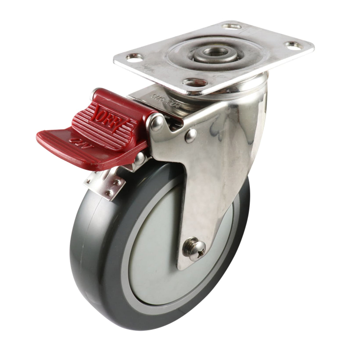 Easyroll 125mm Swivel Brake Plate Mount G7 Castor Urethane 100kg (Each)