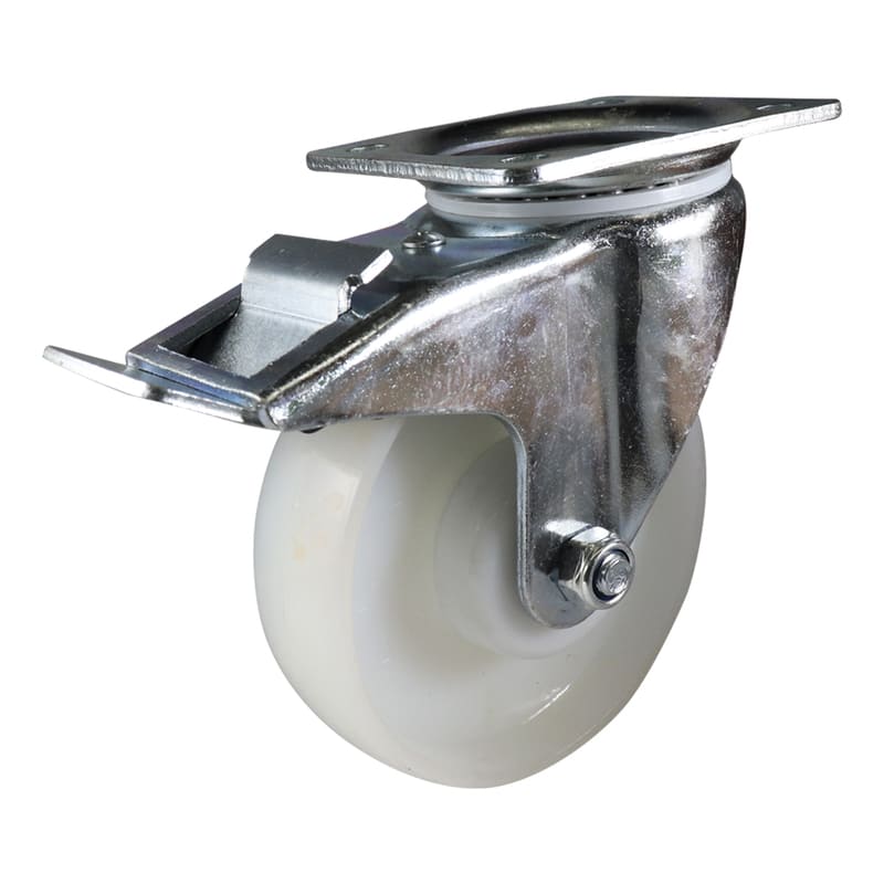 Easyroll 125mm Swivel Brake Plate Mount I3 Castor Nylon 250kg (Each)