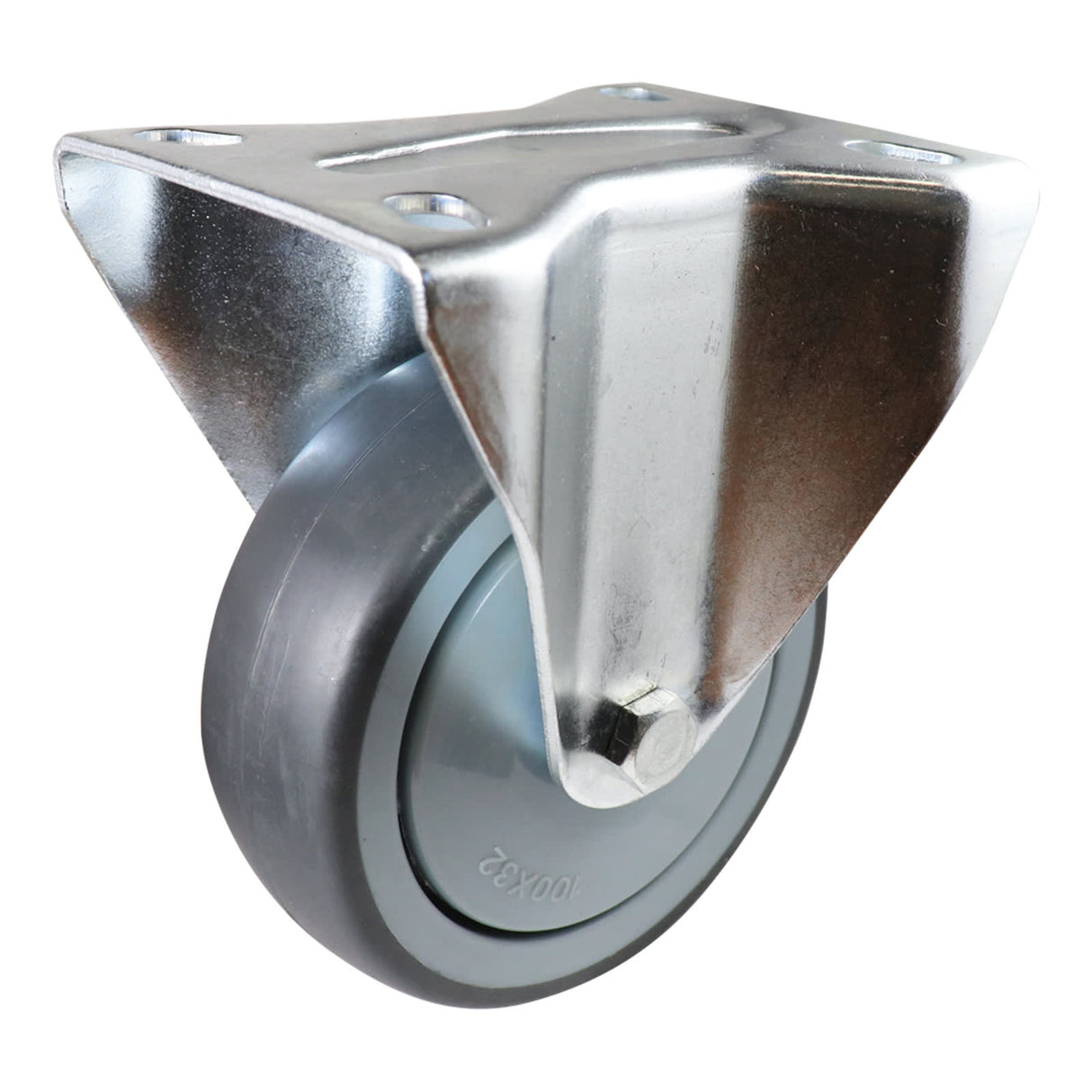 Easyroll 100mm Fixed Plate Mount I4 Castor Grey Rubber 100kg (Each)