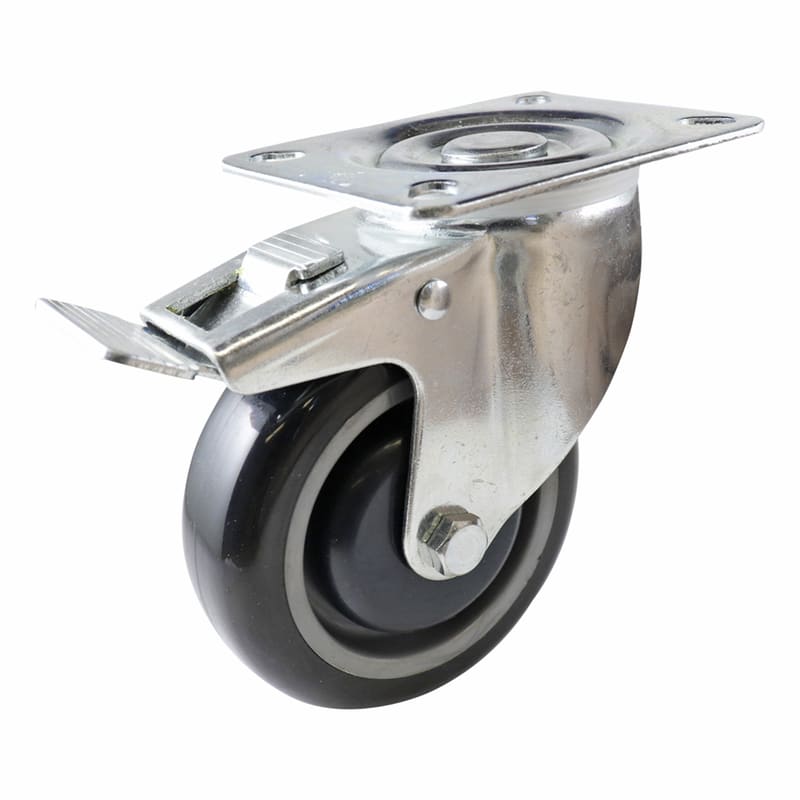 Easyroll 100mm Swivel Brake Plate Mount I4 Castor Urethane 100kg (Each)