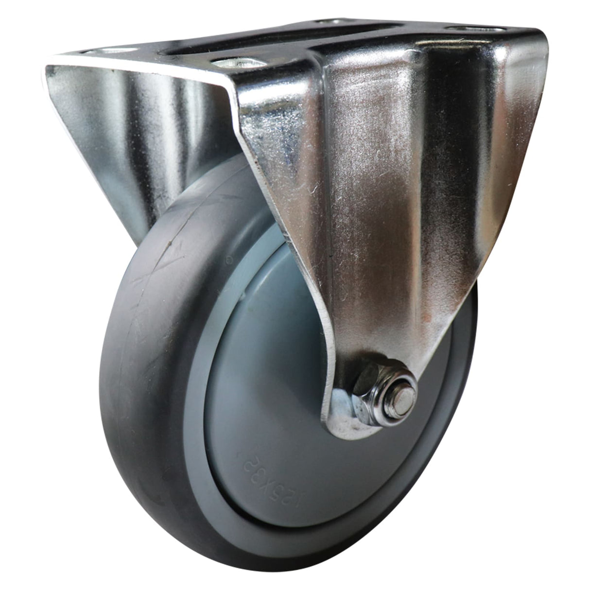 Easyroll 125mm Fixed Plate Mount I4 Castor Grey Rubber 100kg (Each)