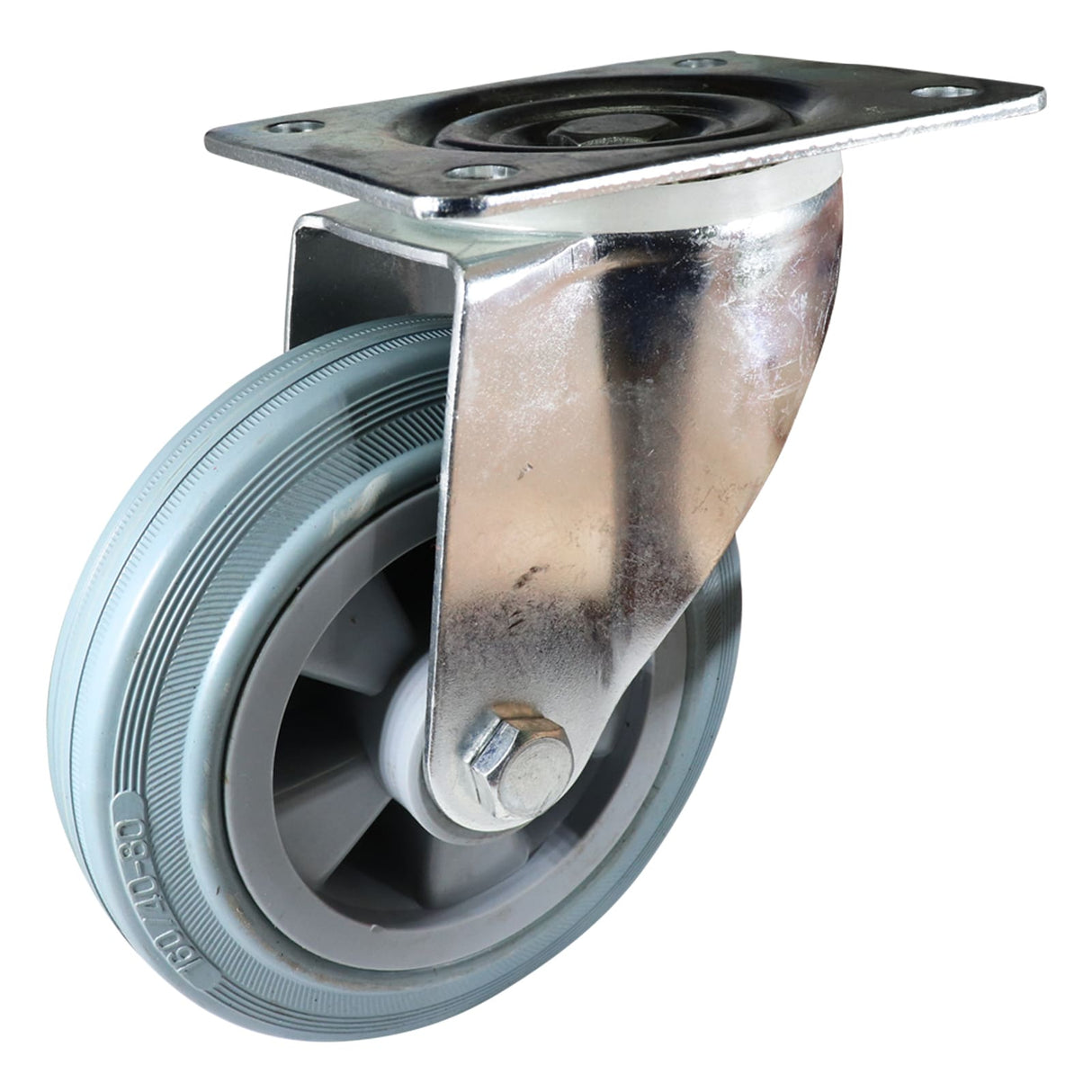 Easyroll 160mm Swivel Plate Mount I4 Castor Grey Rubber 160kg (Each)