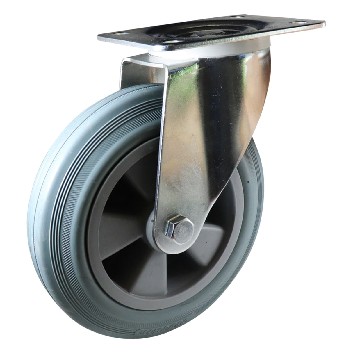 Easyroll 200mm Swivel Plate Mount I4 Castor Grey Rubber 200kg (Each)