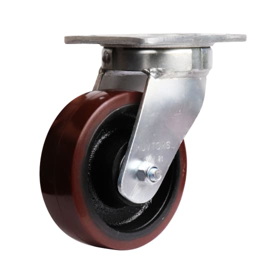 Easyroll 150mm swivel brake castor with urethane tread on cast iron, 750kg capacity, ideal for heavy industrial applications.