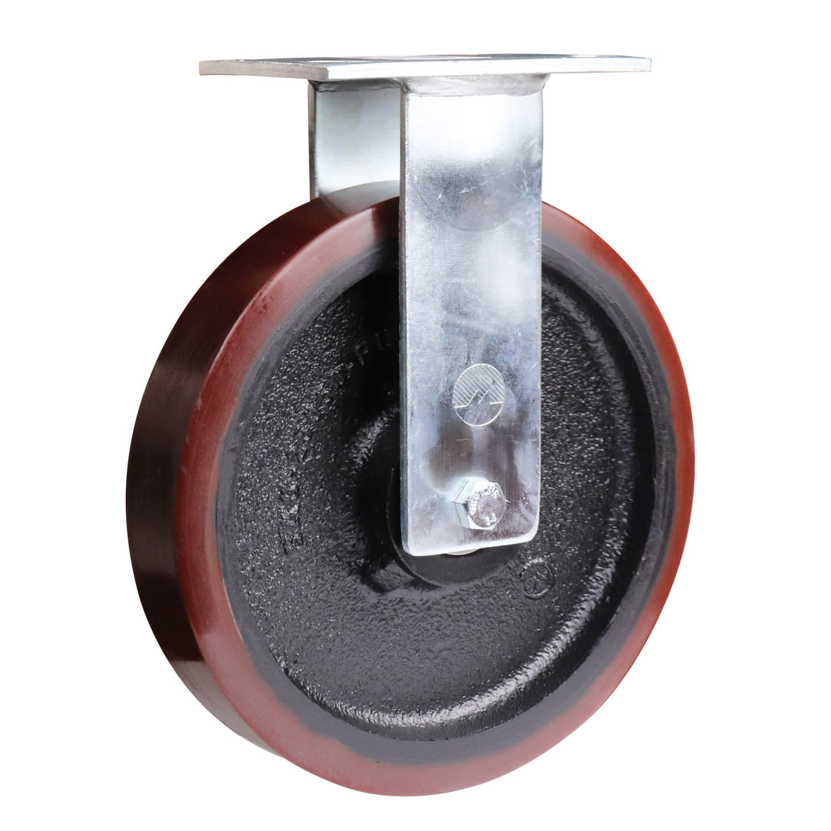 Easyroll 250mm Fixed Plate Mount X2 Castor Urethane Cast Iron 1200kg (Each)