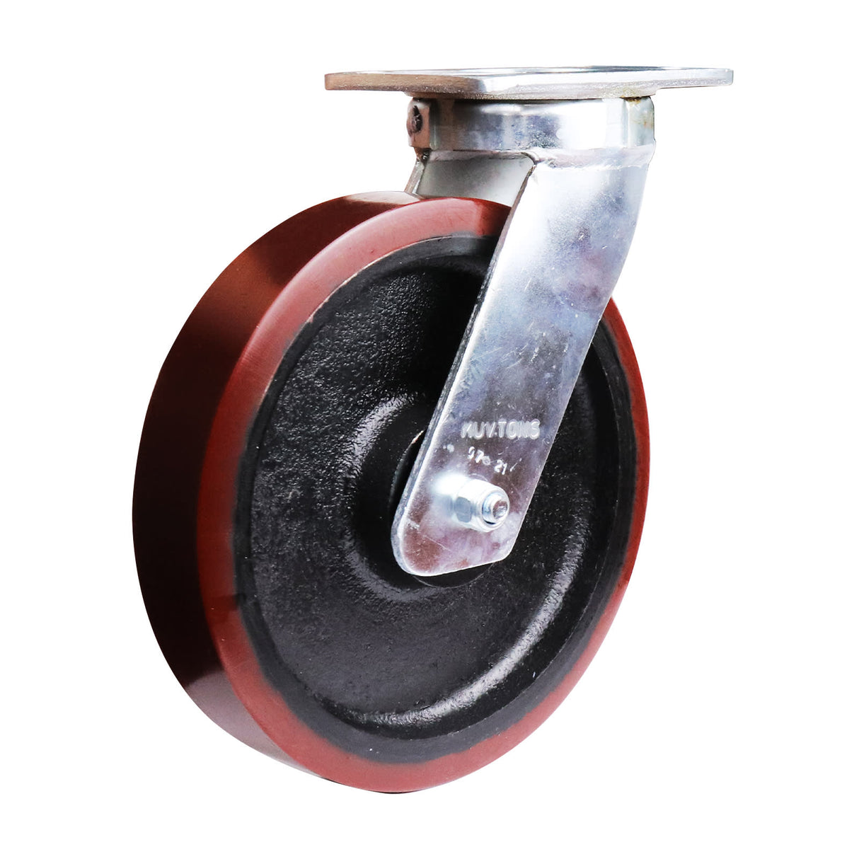 Easyroll 250mm Swivel Plate Mount X2 Castor Urethane Cast Iron 1200kg (Each)