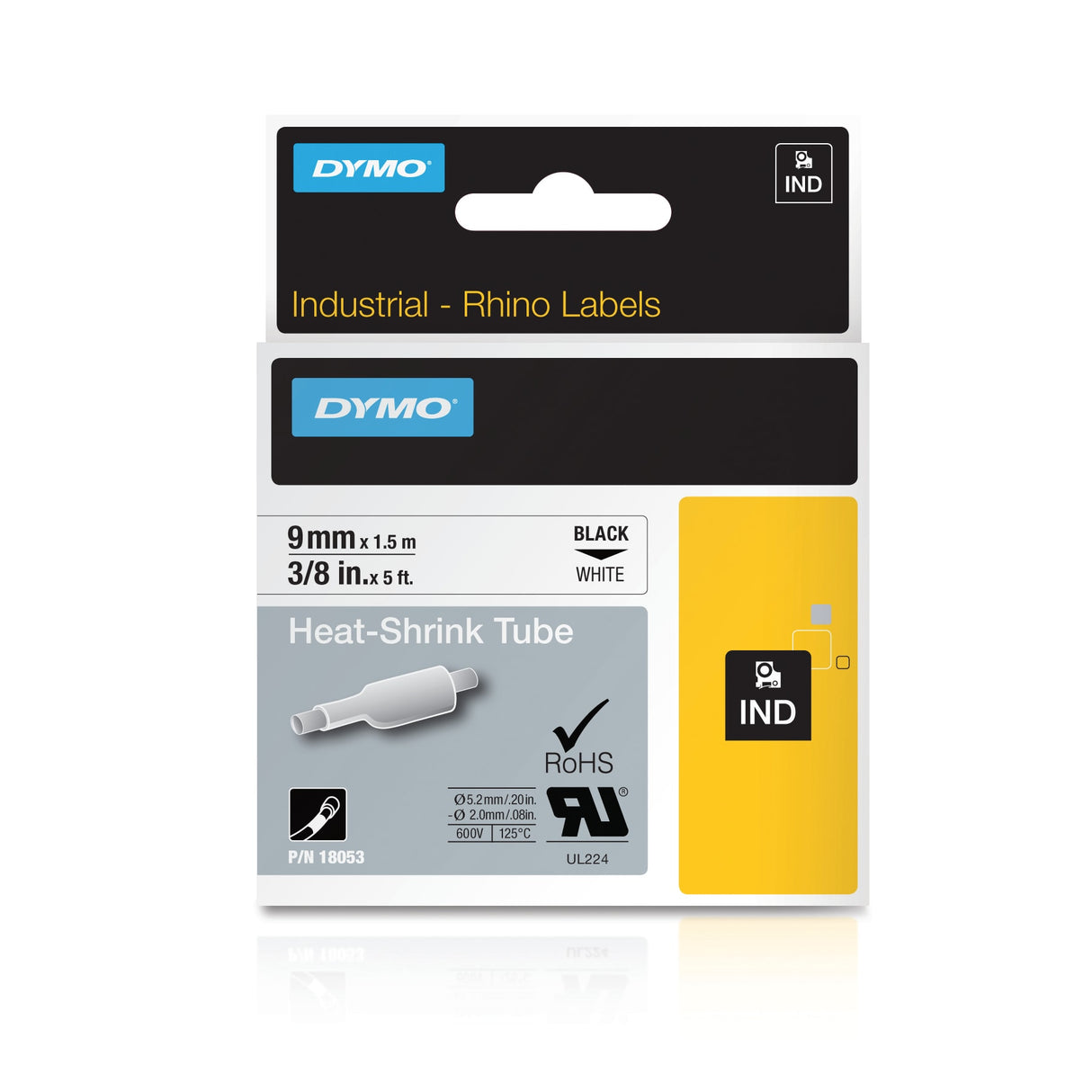 Dymo Industrial Heat-Shrink Labels 9mm x 1.5m (Pack)