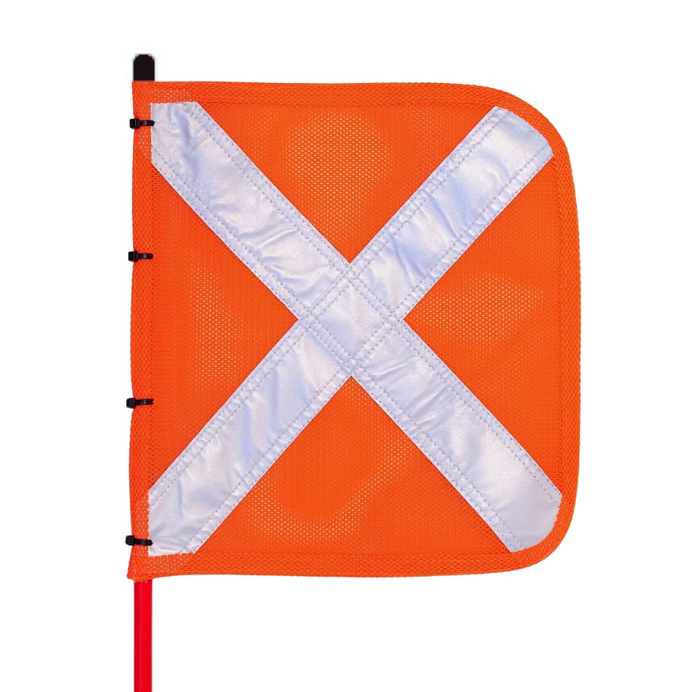 Vehicle Safety Flag X Orange Reflective Height 2.5m - Orange