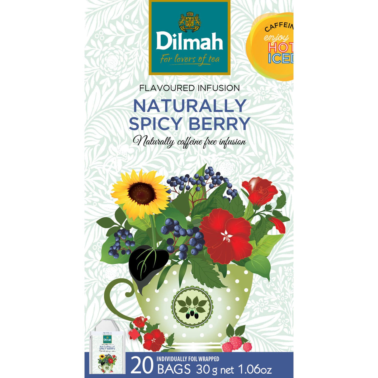 Dilmah Naturally Spicy Berry Enveloped Tea Bags 20 Tea Bags (Pack)
