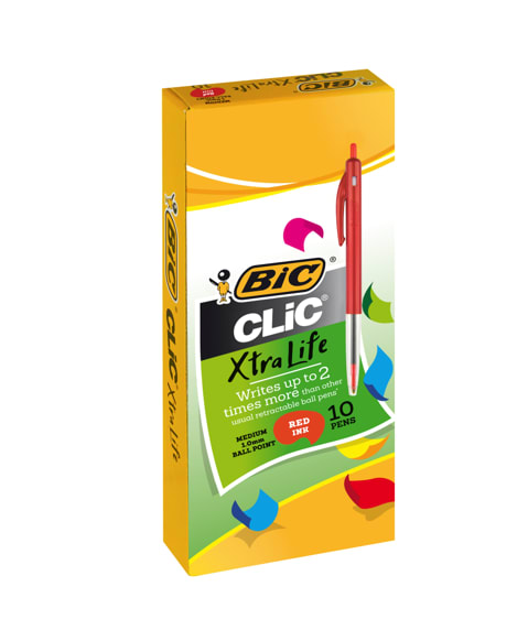 BIC Clic Red Medium Ballpoint Pens (Box of 10)