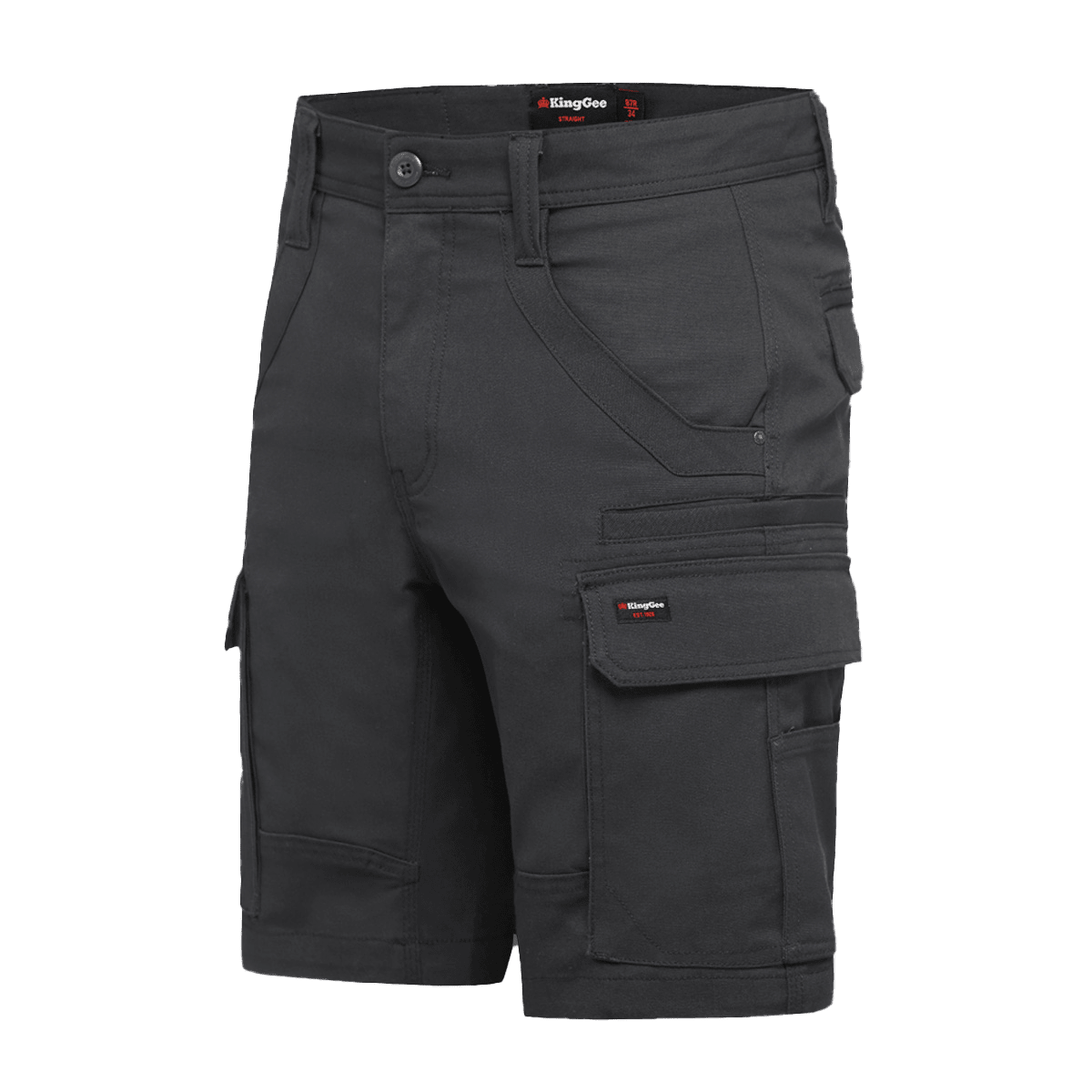 KingGee, Tradies Stretch Cargo Short, K69870 - Charcoal (Size: 102)