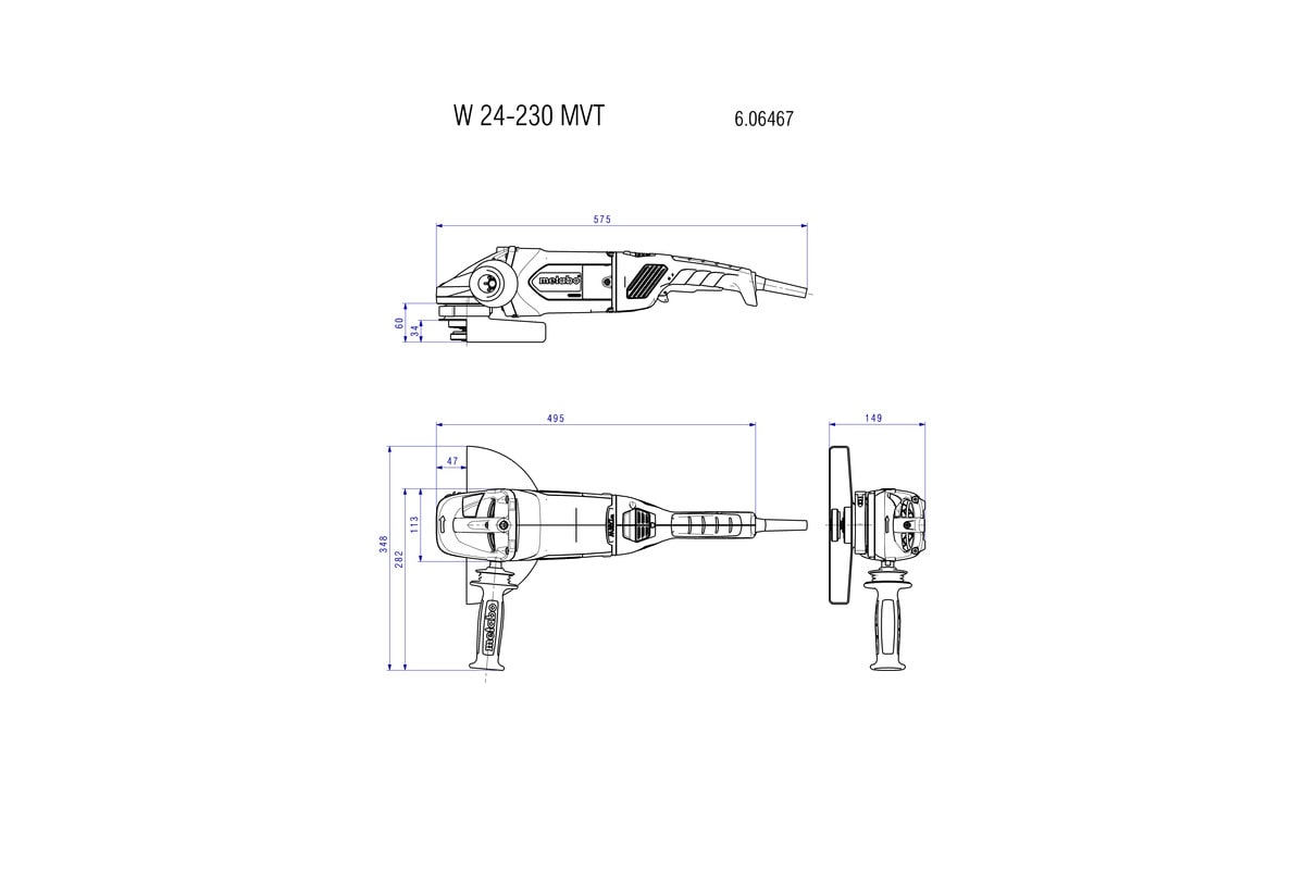 Metabo Angle Grinder Rotatable Handle 125mm 1700W