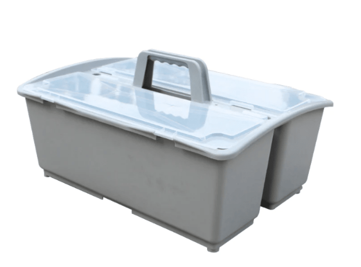Filta Jumbo Caddy Carry with lids, designed for efficient storage and transport of window cleaning supplies and tools.
