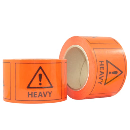Heavy-duty black-on-orange labels, 72mm x 100mm, 660 labels per roll, ideal for clear organization and visibility.