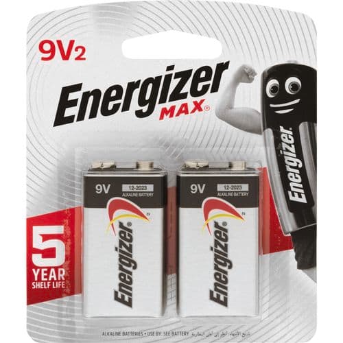 Energizer MAX 9V Alkaline Batteries Pack of 2