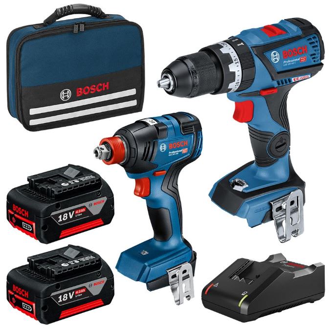 Bosch 18V Hammer Drill/Wrench 4.0Ah 0615991FH5 2 Piece (Combo Kit)