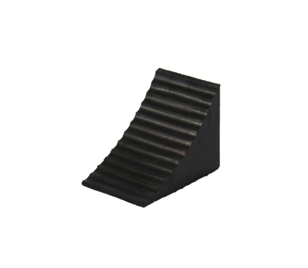Heavy Duty Wheel Chock made of durable rubber, designed for vehicle stability with a 37-degree slope and 40-ton capacity.