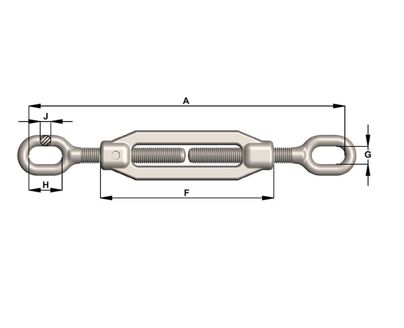 Turnbuckle Eye & Eye Galvanised 12mm Grade L 12mm (Each)