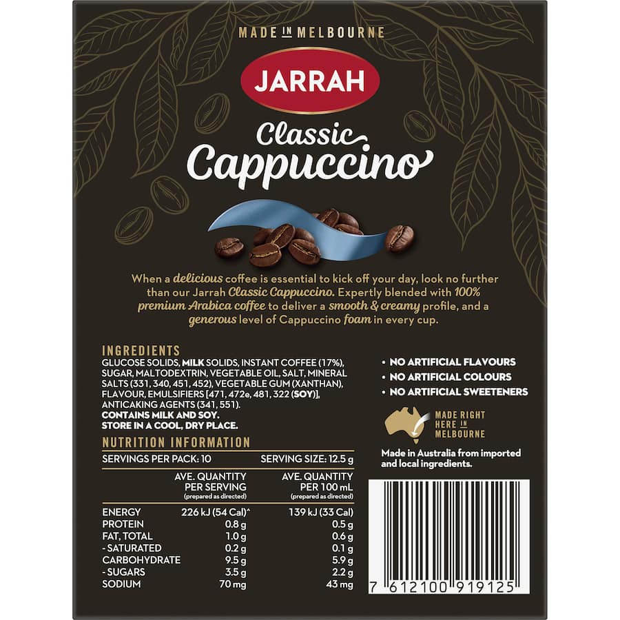 Jarrah Coffee Sachets Cappuccino 10pack