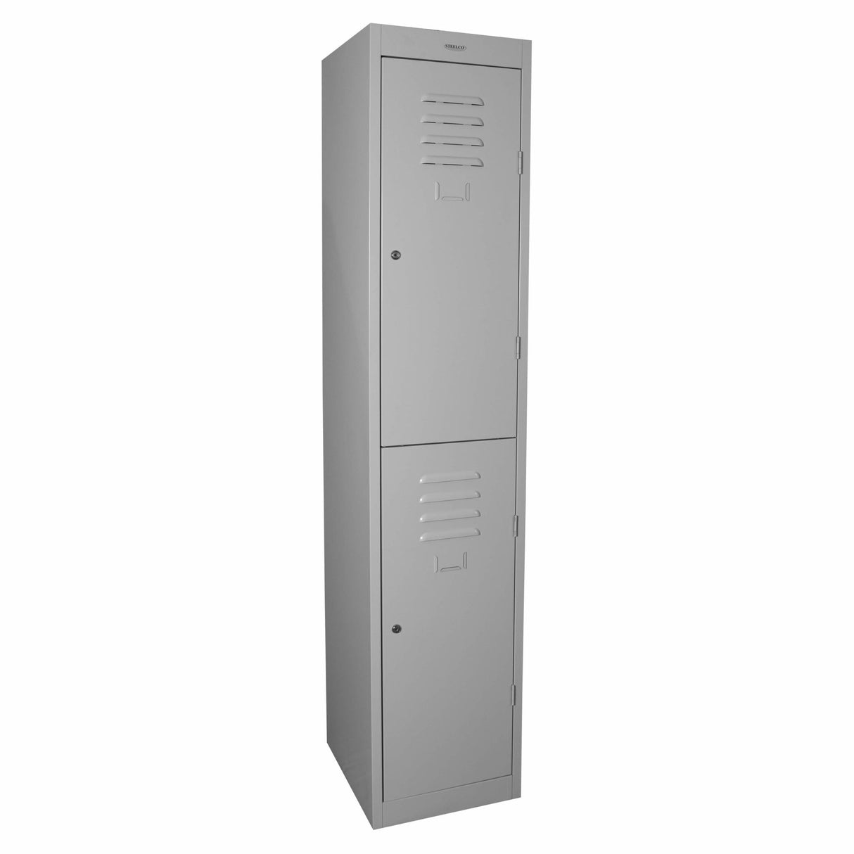 2 Door locker Keylock Silver Grey 380mm Wide - Steelco