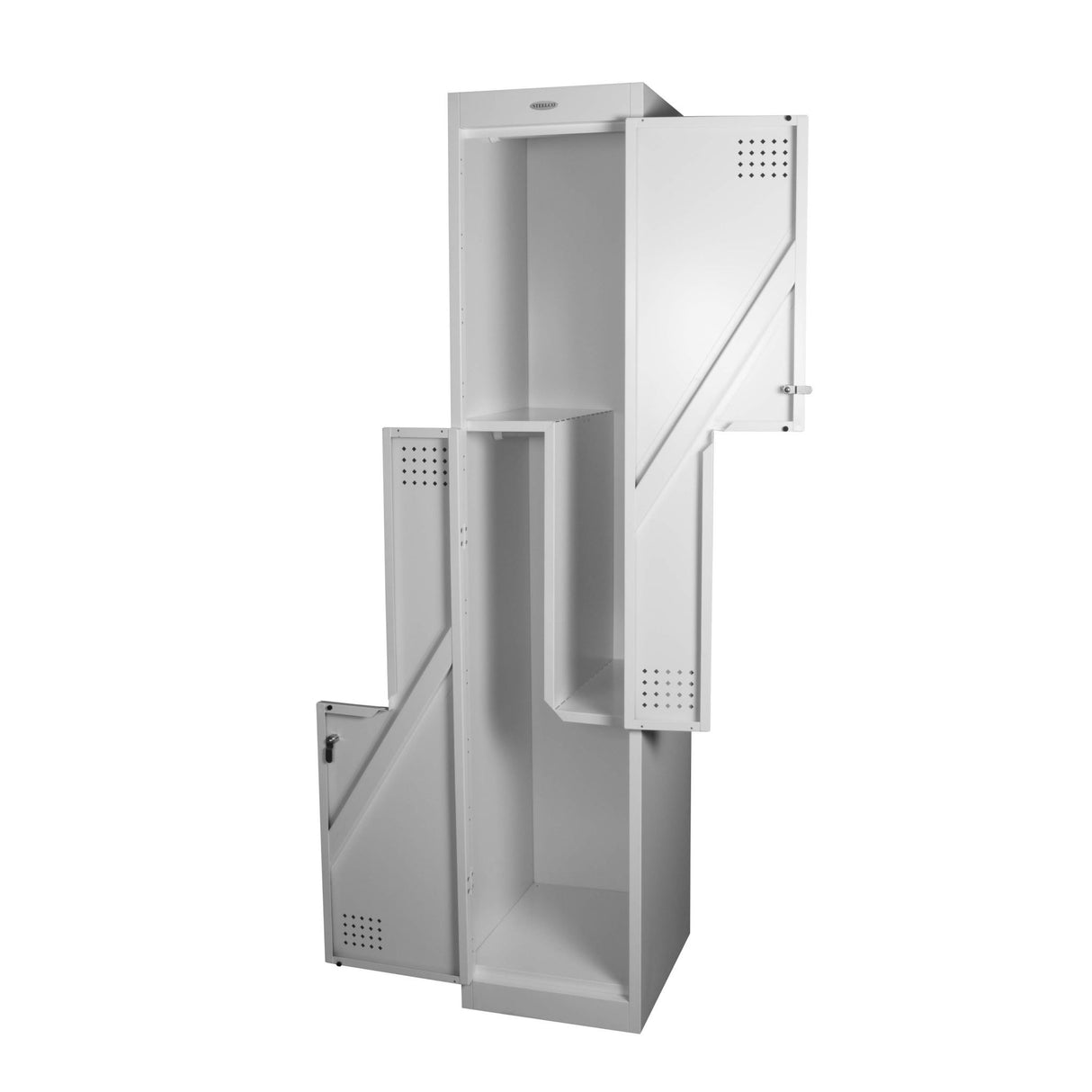 2 Door Combo Locker Keylock Silver Grey 380mm Wide - Steelco