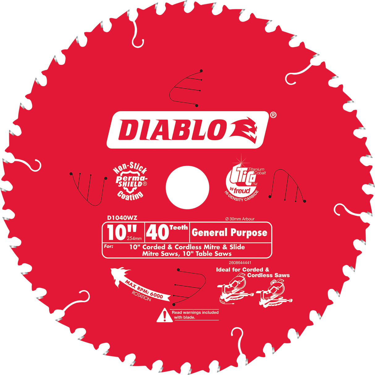 Diablo 40T General purpose Saw Blade 10"/254mm (Each)