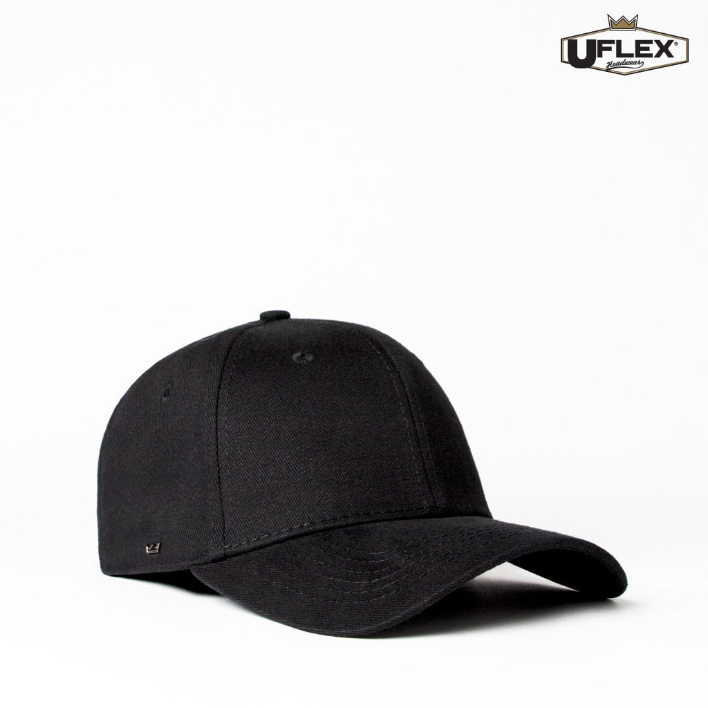 UFlex, Adults Pro Style Cap, U15603 - Black (Size: L/X)