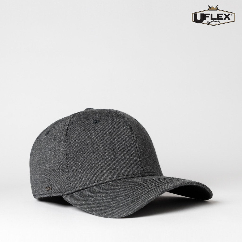 UFlex, Adults Pro Style Cap, U15603 - Char Melange (Size: L/X)