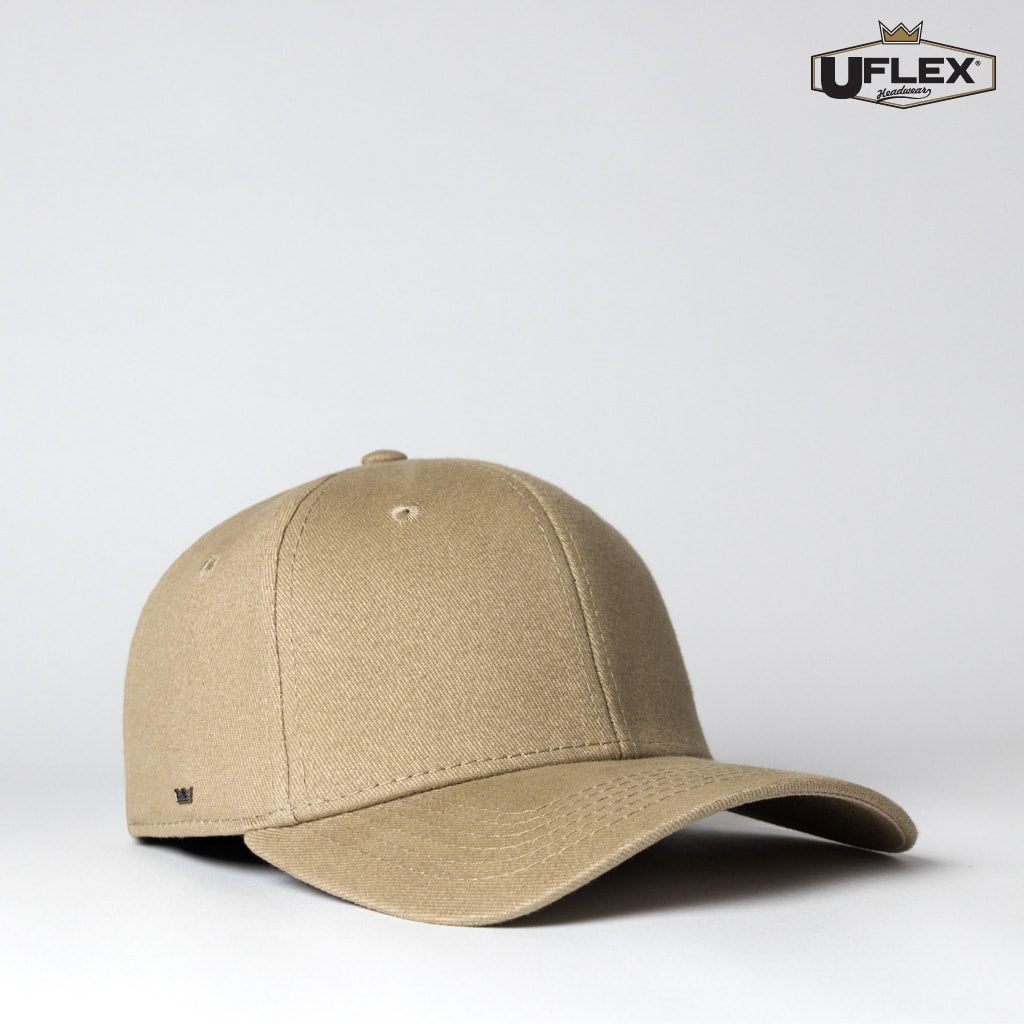 UFlex, Adults Pro Style Cap, U15603 - Khaki (Size: S/M)