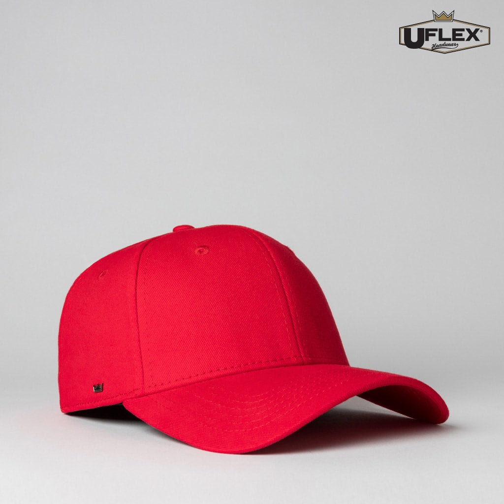 UFlex, Adults Pro Style Cap, U15603 - Red (Size: L/X)