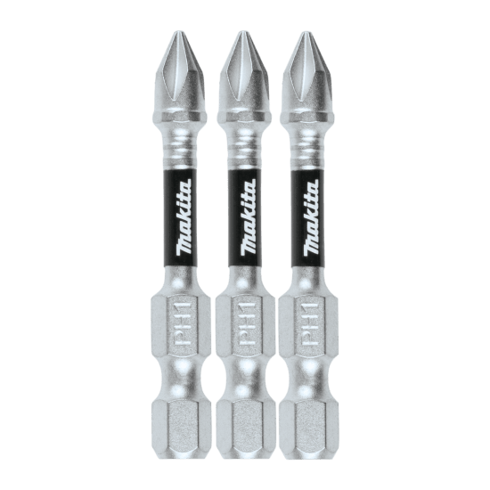 Makita Impact XPS PZ-1 50mm 3-Pack: Durable impact power bits for high-torque drivers, lasting up to 90 times longer than standard bits.