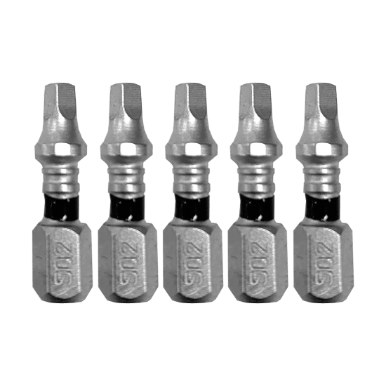 Makita Impact XPS SQ2 25mm power bits in a 5-pack, designed for durability with high-torque impact drivers and reduced cam-out.