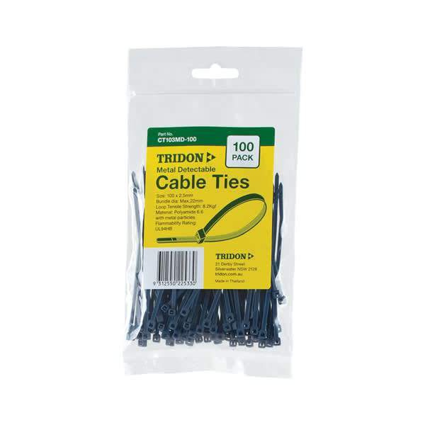 Tridon Metal Detectable Cable Tie Combo Pack 100x3mm (Pack of 100)