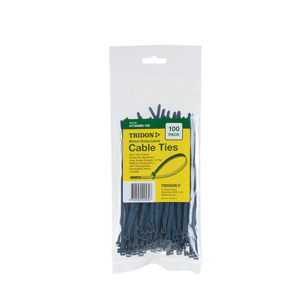Tridon Metal Detectable Cable Tie Combo Pack 390x8mm (Pack of 100)